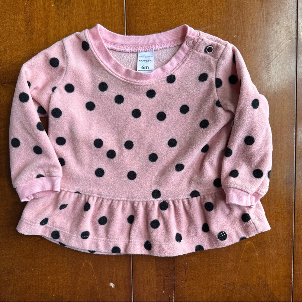 Carter's Pink and Black Polka Dot Sweater - Picture 2 of 4